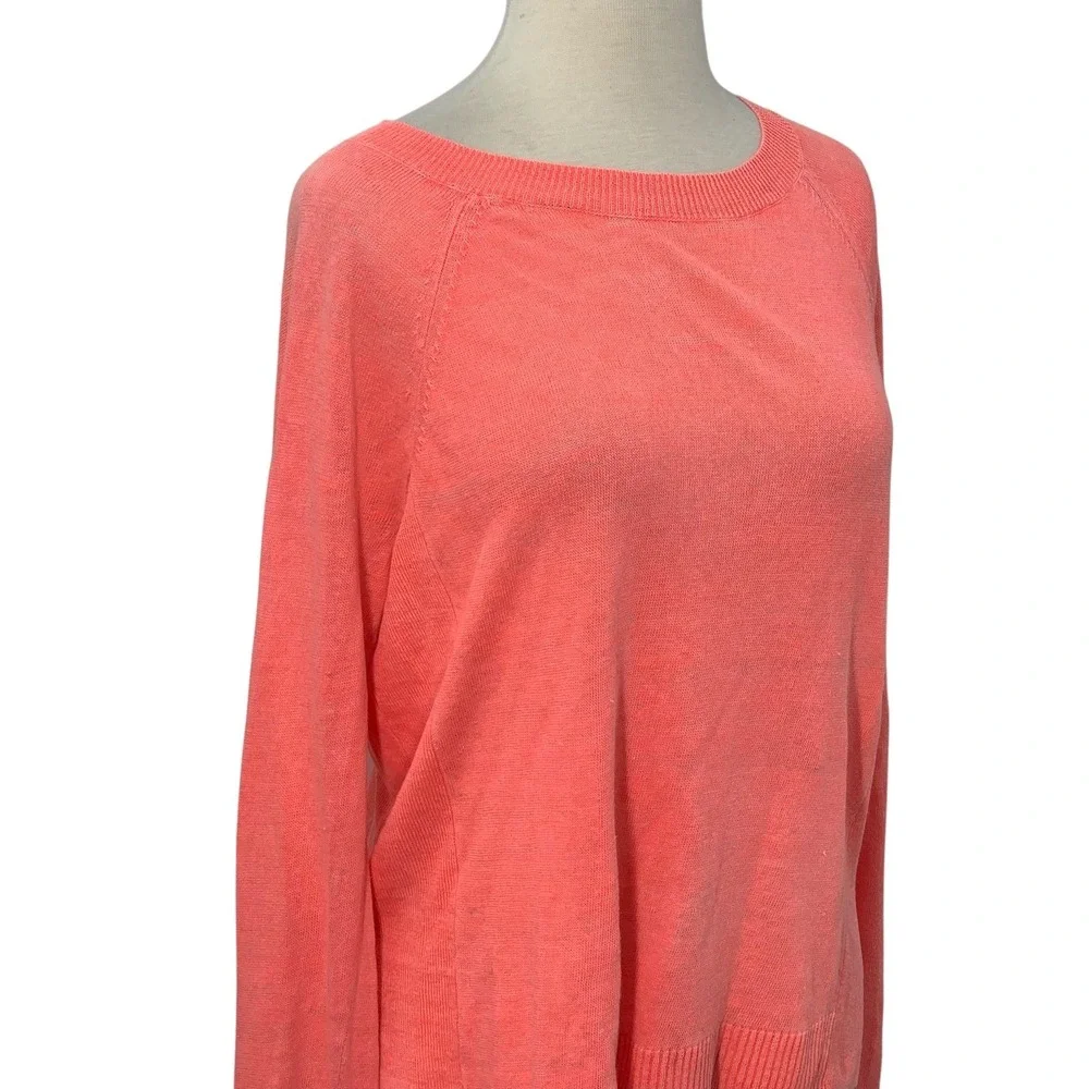J. Crew Long Sleeve Crew Neck Coral Pink Linen Sweater Pullover Lightweight Sz S